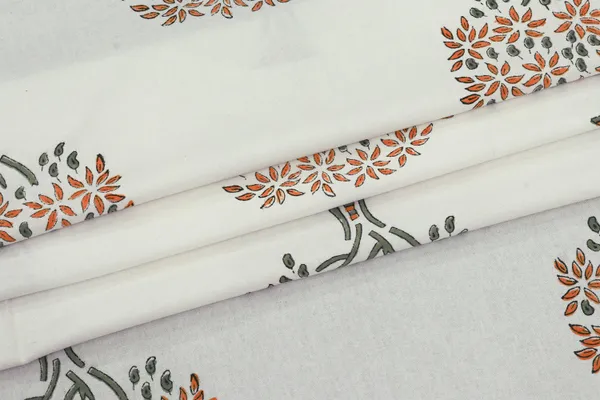 Orange_Cotton_Traditional_Floral_Hand_Block_Print_Unstiched_Material_For_Men's_Kurta_Shirts_&_Women's_Kurti_and_Other_Dress_Material