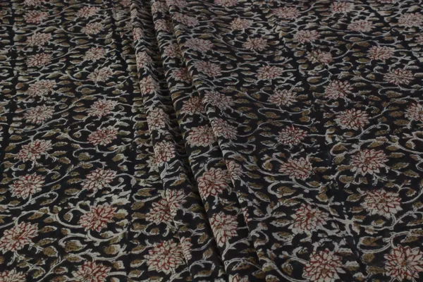 Black_Cotton_Traditional_Floral_Hand_Block_Print_Unstiched_Material_For_Men's_Kurta_Shirts_&_Women's_Kurti_and_Other_Dress_Material