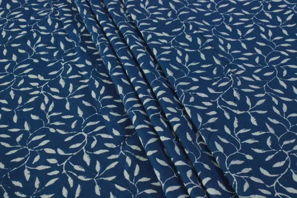 Blue_Cotton_Traditional_Floral_Hand_Block_Print_Unstiched_Material_For_Men's_Kurta_Shirts_&_Women's_Kurti_and_Other_Dress_Material