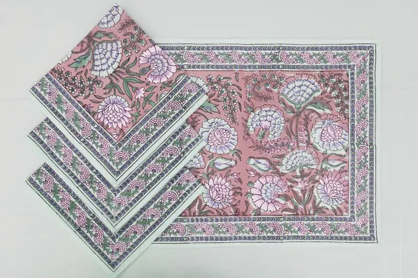 Pure_Cotton_Pink_And_Green_Hand_Block_Print_Napkin_Cocktail_Napkin_Dinner_Napkin_Buffet_Napkin_Horde_Oeuvres