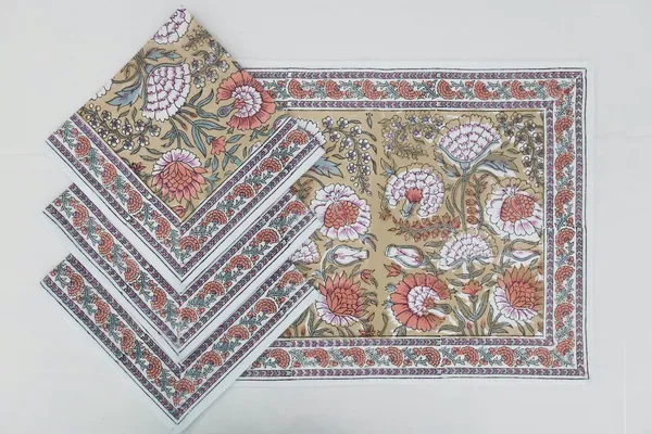 Pure_Cotton_Dull_Golden_And_Pink_Hand_Block_Print_Napkin_Cocktail_Napkin_Dinner_Napkin_Buffet_Napkin_Horde_Oeuvres