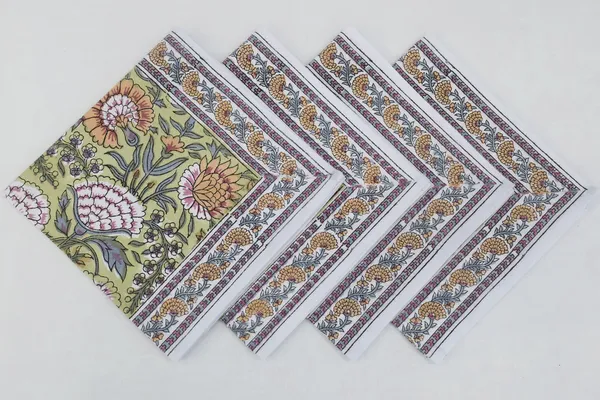 Pure_Cotton_Yellow_And_Orange_Hand_Block_Print_Napkin_Cocktail_Napkin_Dinner_Napkin_Buffet_Napkin_Horde_Oeuvres