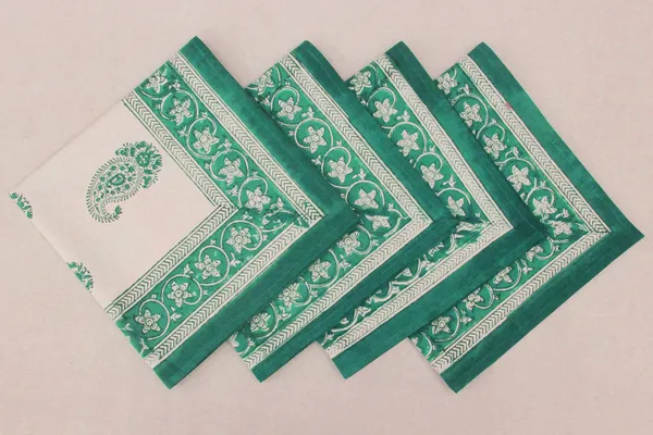 Pure_Cotton_Green_Hand_Block_Print_Napkin_Cocktail_Napkin_Dinner_Napkin_Buffet_Napkin_Horde_Oeuvres