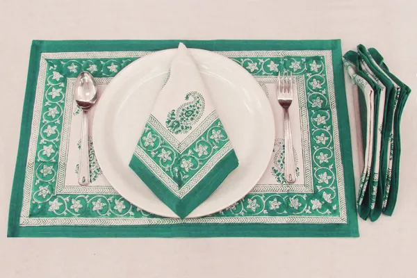 Pure_Cotton_Green_Hand_Block_Print_Napkin_Cocktail_Napkin_Dinner_Napkin_Buffet_Napkin_Horde_Oeuvres
