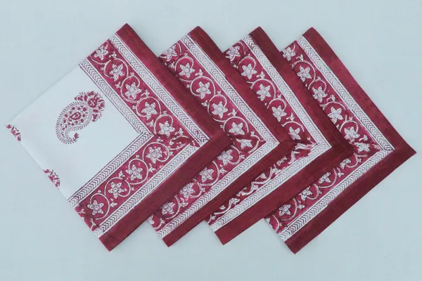 Pure_Cotton_Red_Hand_Block_Print_Napkin_Cocktail_Napkin_Dinner_Napkin_Buffet_Napkin_Horde_Oeuvres