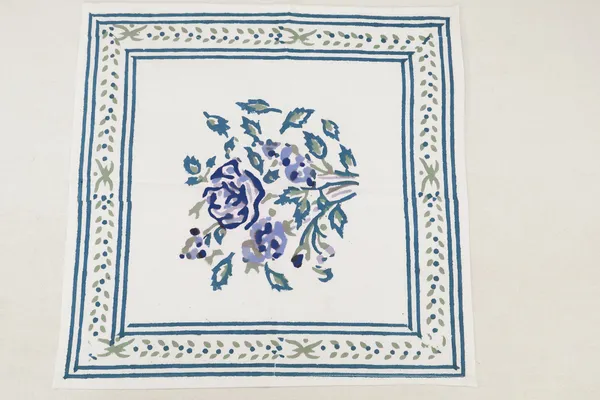 Pure_Cotton_Blue_And_Green_Floral_Hand_Block_Print_Napkin_Cocktail_Napkin_Dinner_Napkin_Buffet_Napkin_Horde_Oeuvres