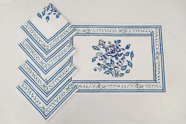 Pure_Cotton_Blue_And_Green_Floral_Hand_Block_Print_Napkin_Cocktail_Napkin_Dinner_Napkin_Buffet_Napkin_Horde_Oeuvres