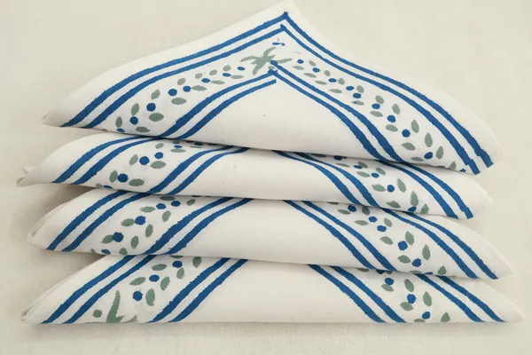 Pure_Cotton_Blue_And_Green_Floral_Hand_Block_Print_Napkin_Cocktail_Napkin_Dinner_Napkin_Buffet_Napkin_Horde_Oeuvres