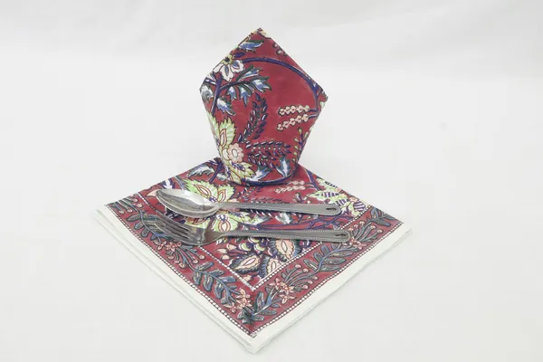Pure_Cotton_Red_Lime_And_Blue_Floral_Hand_Block_Print_Napkin_Cocktail_Napkin_Dinner_Napkin_Buffet_Napkin_Horde_Oeuvres