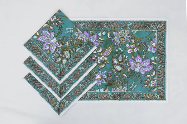 Pure_Cotton_Turquoise_And_Purple_Floral_Hand_Block_Print_Napkin_Cocktail_Napkin_Dinner_Napkin_Buffet_Napkin_Horde_Oeuvres