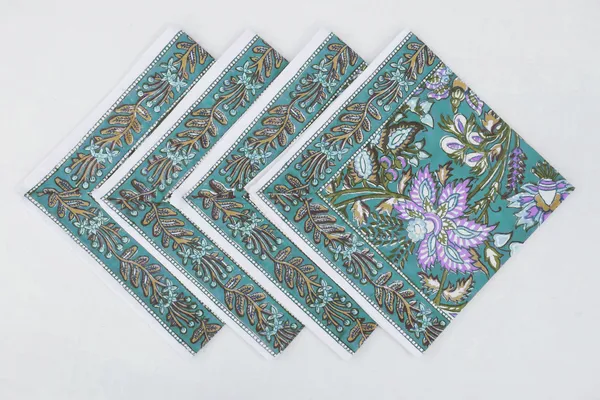 Pure_Cotton_Turquoise_And_Purple_Floral_Hand_Block_Print_Napkin_Cocktail_Napkin_Dinner_Napkin_Buffet_Napkin_Horde_Oeuvres