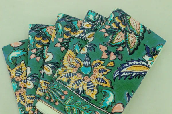 Pure_Cotton_Yellow_And_Green_Floral_Hand_Block_Print_Napkin_Cocktail_Napkin_Dinner_Napkin_Buffet_Napkin_Horde_Oeuvres