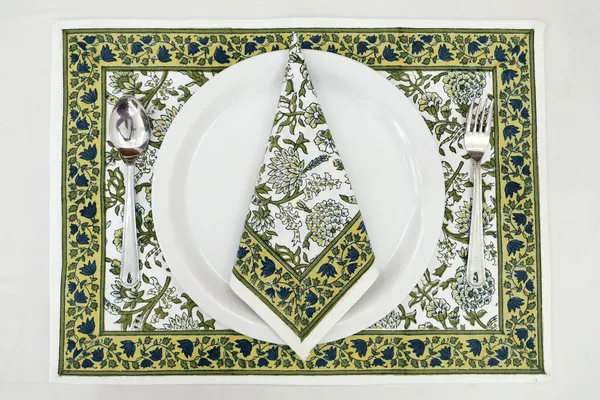 Pure_Cotton_Green_Yellow_And_Blue_Floral_Hand_Block_Print_Napkin_Cocktail_Napkin_Dinner_Napkin_Buffet_Napkin_Horde_Oeuvres