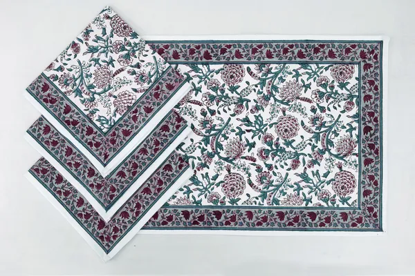 Pure_Cotton_Maroon_And_Teal_Floral_Hand_Block_Print_Napkin_Cocktail_Napkin_Dinner_Napkin_Buffet_Napkin_Horde_Oeuvres