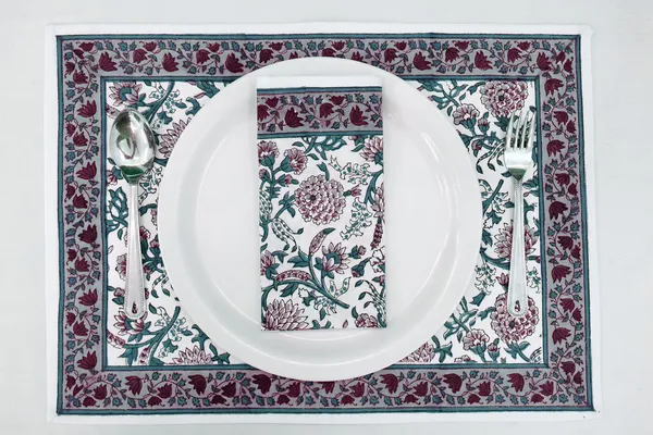 Pure_Cotton_Maroon_And_Teal_Floral_Hand_Block_Print_Napkin_Cocktail_Napkin_Dinner_Napkin_Buffet_Napkin_Horde_Oeuvres