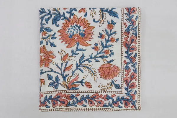 Pure_Cotton_Blue_And_Red_Floral_Hand_Block_Print_Napkin_Cocktail_Napkin_Dinner_Napkin_Buffet_Napkin_Horde_Oeuvres