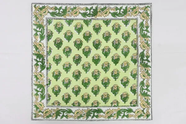 Pure_Cotton_Green_And_Yellow_Floral_Hand_Block_Print_Napkin_Cocktail_Napkin_Dinner_Napkin_Buffet_Napkin_Horde_Oeuvres