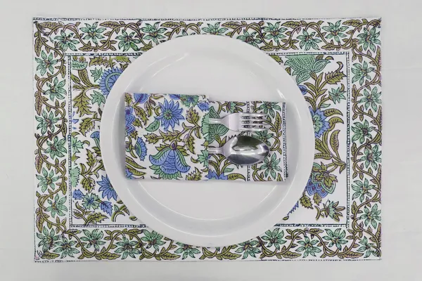 Pure_Cotton_Green_And_Blue_Floral_Hand_Block_Print_Napkin_Cocktail_Napkin_Dinner_Napkin_Buffet_Napkin_Horde_Oeuvres_2