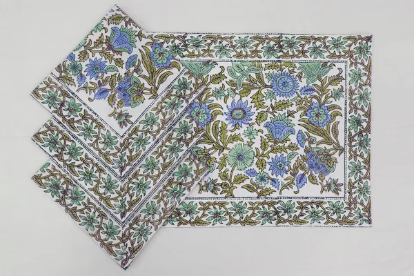 Pure_Cotton_Green_And_Blue_Floral_Hand_Block_Print_Napkin_Cocktail_Napkin_Dinner_Napkin_Buffet_Napkin_Horde_Oeuvres_2