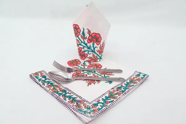 Pure_Cotton_Red_And_Blue_Floral_Hand_Block_Print_Napkin_Cocktail_Napkin_Dinner_Napkin_Buffet_Napkin_Horde_Oeuvres