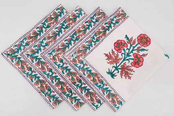 Pure_Cotton_Red_And_Blue_Floral_Hand_Block_Print_Napkin_Cocktail_Napkin_Dinner_Napkin_Buffet_Napkin_Horde_Oeuvres