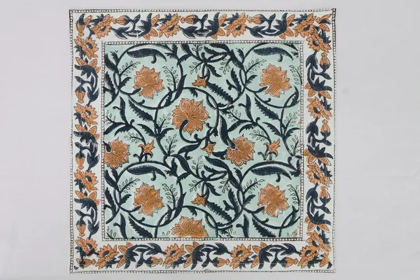 Pure_Cotton_Yellow_And_Blue_Floral_Hand_Block_Print_Napkin_Cocktail_Napkin_Dinner_Napkin_Buffet_Napkin_Horde_Oeuvres