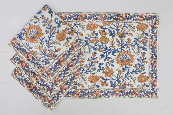Pure_Cotton_Yellow_And_Blue_Floral_Hand_Block_Print_Napkin_Cocktail_Napkin_Dinner_Napkin_Buffet_Napkin_Horde_Oeuvres_1