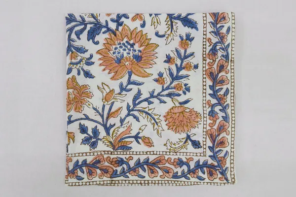 Pure_Cotton_Yellow_And_Blue_Floral_Hand_Block_Print_Napkin_Cocktail_Napkin_Dinner_Napkin_Buffet_Napkin_Horde_Oeuvres_1
