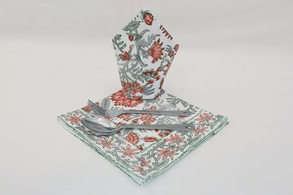 Pure_Cotton_Red_And_White_Floral_Hand_Block_Print_Napkin_Cocktail_Napkin_Dinner_Napkin_Buffet_Napkin_Horde_Oeuvres