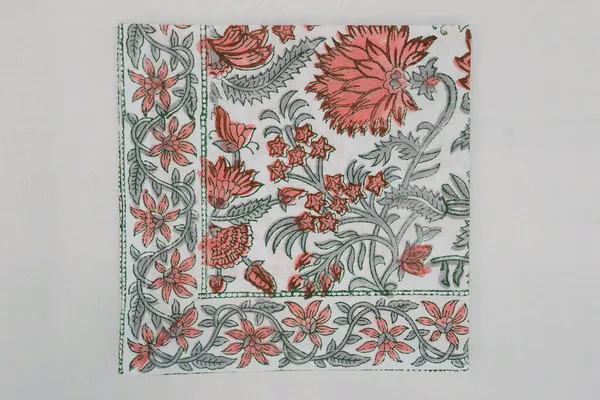 Pure_Cotton_Red_And_White_Floral_Hand_Block_Print_Napkin_Cocktail_Napkin_Dinner_Napkin_Buffet_Napkin_Horde_Oeuvres