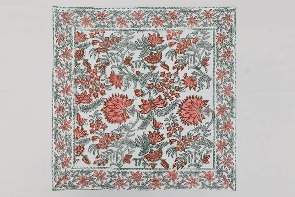 Pure_Cotton_Red_And_White_Floral_Hand_Block_Print_Napkin_Cocktail_Napkin_Dinner_Napkin_Buffet_Napkin_Horde_Oeuvres
