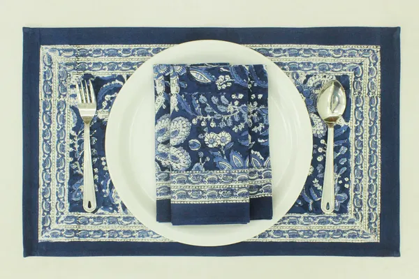 Pure_Cotton_Blue_and_Orange_Floral_Hand_Block_Print_Napkin,_Cocktail_napkin,_Dinner_napkin,_Buffet_Napkin,_Horde_oeuvres__Size_20"x20"