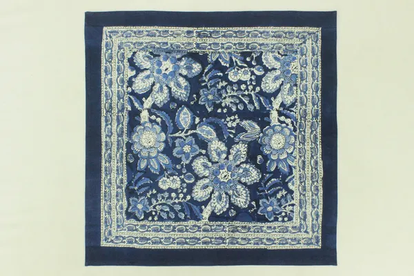Pure_Cotton_Blue_and_Orange_Floral_Hand_Block_Print_Napkin,_Cocktail_napkin,_Dinner_napkin,_Buffet_Napkin,_Horde_oeuvres__Size_20"x20"