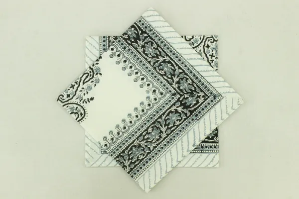 Pure_Cotton_Black_and_White_Floral_Hand_Block_Print_Napkin,_Cocktail_napkin,_Dinner_napkin,_Buffet_Napkin,_Horde_oeuvres_Size_13"x_13"