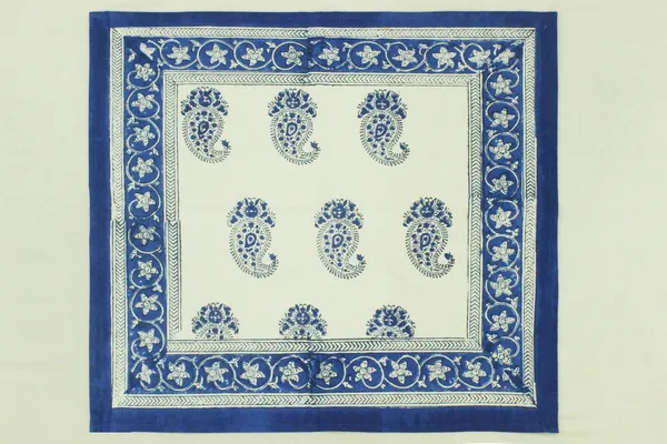 Pure_Cotton_White_and_Blue_Floral_Hand_Block_Print_Napkin,_Cocktail_napkin,_Dinner_napkin,_Buffet_Napkin,_Horde_oeuvres_Size_18"x_18"
