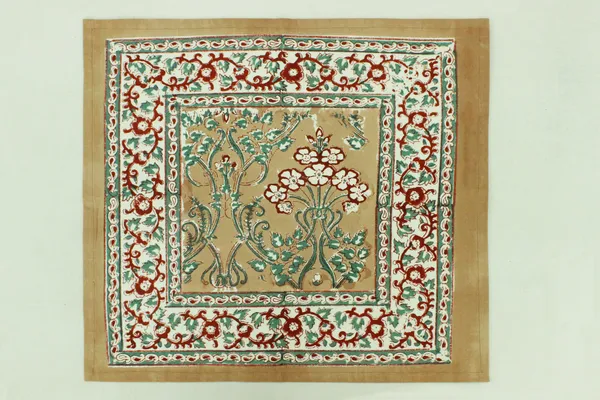 Pure_Cotton_Brown,_Red_and_Green_Floral_Hand_Block_Print_Napkin,_Cocktail_napkin,_Dinner_napkin,_Buffet_Napkin,_Horde_oeuvres_Size_13"x_13"