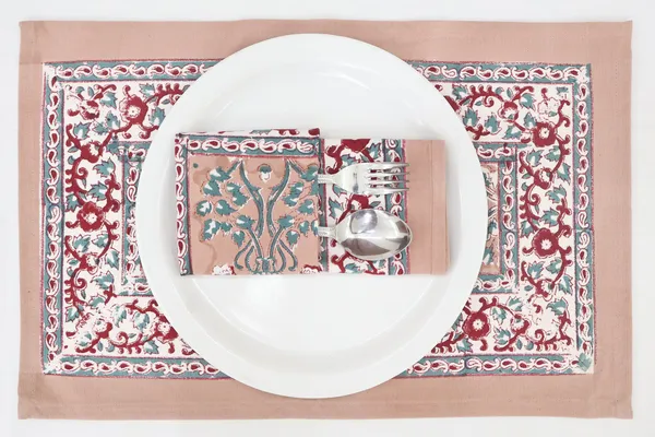 Pure_Cotton_Pink,_Peach_and_Teal_Floral_Hand_Block_Print_Napkin,_Cocktail_napkin,_Dinner_napkin,_Buffet_Napkin,_Horde_oeuvres_Size_20"x20"