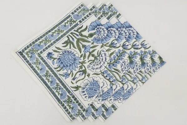 Pure_Cotton_Purple_and_White_Floral_Hand_Block_Print_Napkin,_Cocktail_napkin,_Dinner_napkin,_Buffet_Napkin,_Horde_oeuvres_Size_20"x20"