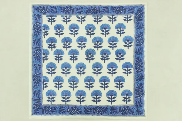 Pure_Cotton_White_and_Blue_Floral_Hand_Block_Print_Napkin,_Cocktail_napkin,_Dinner_napkin,_Buffet_Napkin,_Horde_oeuvres_Size_13"x_13"