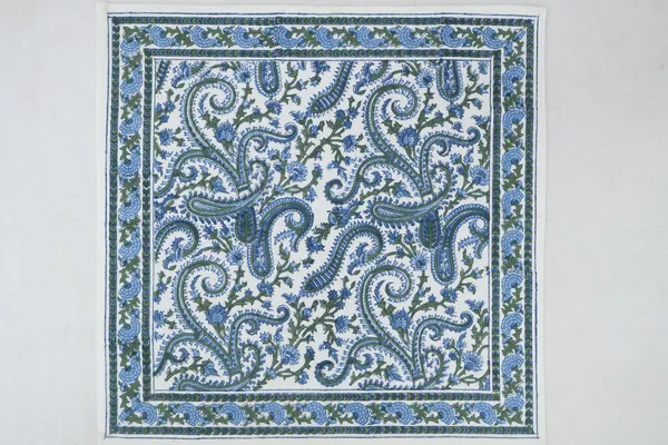 Pure_Cotton_Blue,_Green_and_White_Hand_Block_Print_Napkin,_Cocktail_napkin,_Dinner_napkin,_Buffet_Napkin,_Horde_oeuvres_Size_13"x_13"