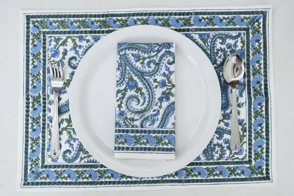 Pure_Cotton_Blue,_Green_and_White_Hand_Block_Print_Napkin,_Cocktail_napkin,_Dinner_napkin,_Buffet_Napkin,_Horde_oeuvres_Size_18"x_18"