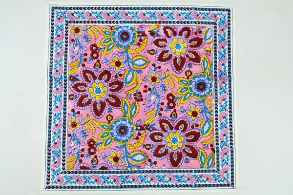 Pure_Cotton_Pink,_Maroon,_Blue_and_Yellow_Hand_Block_Print_Napkin,_Cocktail_napkin,_Dinner_napkin,_Buffet_Napkin,_Horde_oeuvres_Size_13"x_13"