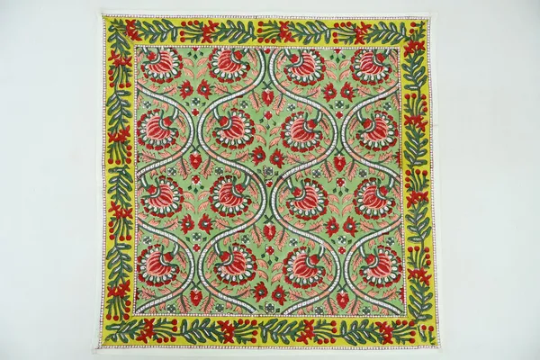 Pure_Cotton_Green,_Yellow_and_Red_Hand_Block_Print_Napkin,_Cocktail_napkin,_Dinner_napkin,_Buffet_Napkin,_Horde_oeuvres_Size_13"x_13"
