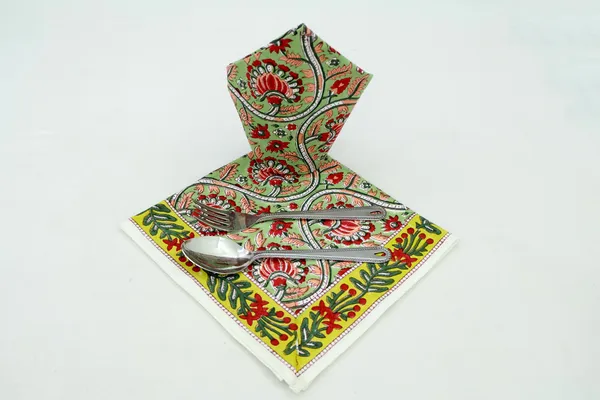 Pure_Cotton_Green,_Yellow_and_Red_Hand_Block_Print_Napkin,_Cocktail_napkin,_Dinner_napkin,_Buffet_Napkin,_Horde_oeuvres_Size_13"x_13"