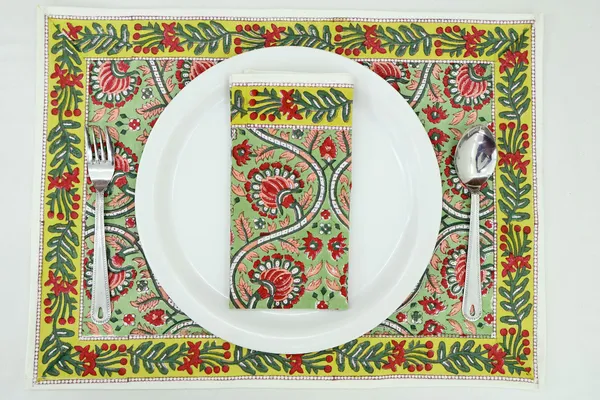 Pure_Cotton_Green,_Yellow_and_Red_Hand_Block_Print_Napkin,_Cocktail_napkin,_Dinner_napkin,_Buffet_Napkin,_Horde_oeuvres_Size_13"x_13"