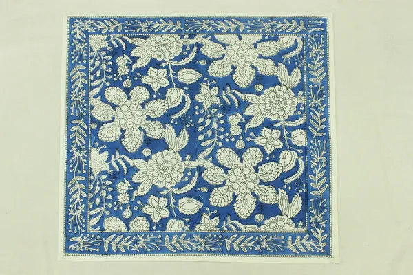 Pure_Cotton_Blue_and_White_Floral_Hand_Block_Print_Napkin,_Cocktail_napkin,_Dinner_napkin,_Buffet_Napkin,_Horde_oeuvres_Size_13"x_13"