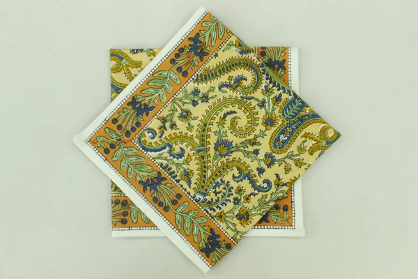 Yellow_and_Blue_Pure_Cotton_Hand_Block_Print_Napkin,_Cocktail_napkin,_Dinner_napkin,_Buffet_Napkin,_Horde_oeuvres_Size_13"x_13"