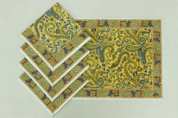 Yellow_and_Blue_Pure_Cotton_Hand_Block_Print_Napkin,_Cocktail_napkin,_Dinner_napkin,_Buffet_Napkin,_Horde_oeuvres_Size_18"x_18"
