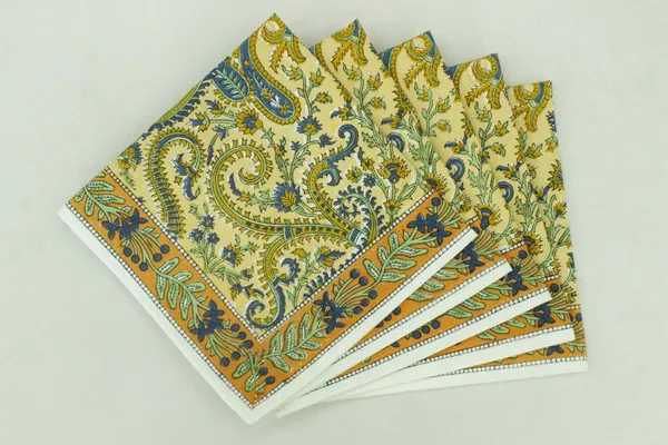 Yellow_and_Blue_Pure_Cotton_Hand_Block_Print_Napkin,_Cocktail_napkin,_Dinner_napkin,_Buffet_Napkin,_Horde_oeuvres_Size_20"x20"