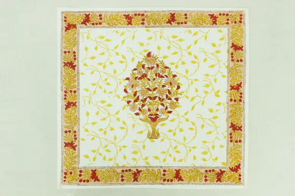 Yellow,_Red_and_White_Pure_Cotton_Floral_Hand_Block_Print_Napkin,_Cocktail_napkin,_Dinner_napkin,_Buffet_Napkin,_Horde_oeuvres_Size_13"x_13"